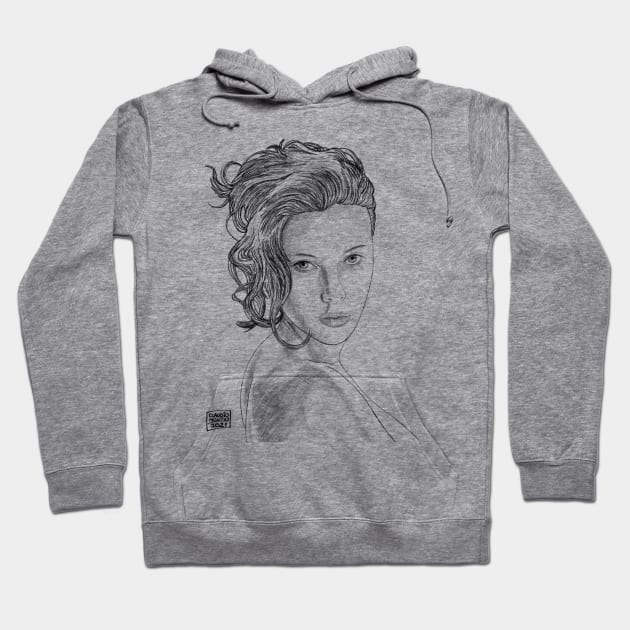 Scarlett Johansson sketch style in color Hoodie by monkycl